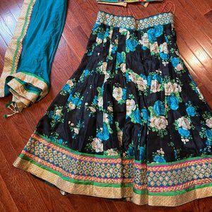 Full Set Teal Floral Lengha